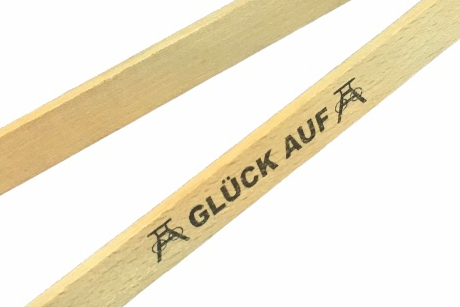 Grillzange "GLÜCK-AUF" Holz,  Zechenturmprägung, 32 cm